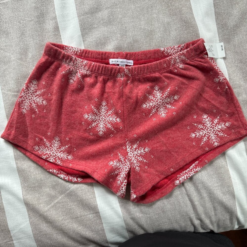 EUC Grayson Threads Sleepwear Women's Pajama Shorts Red Snowflakes Sz XS